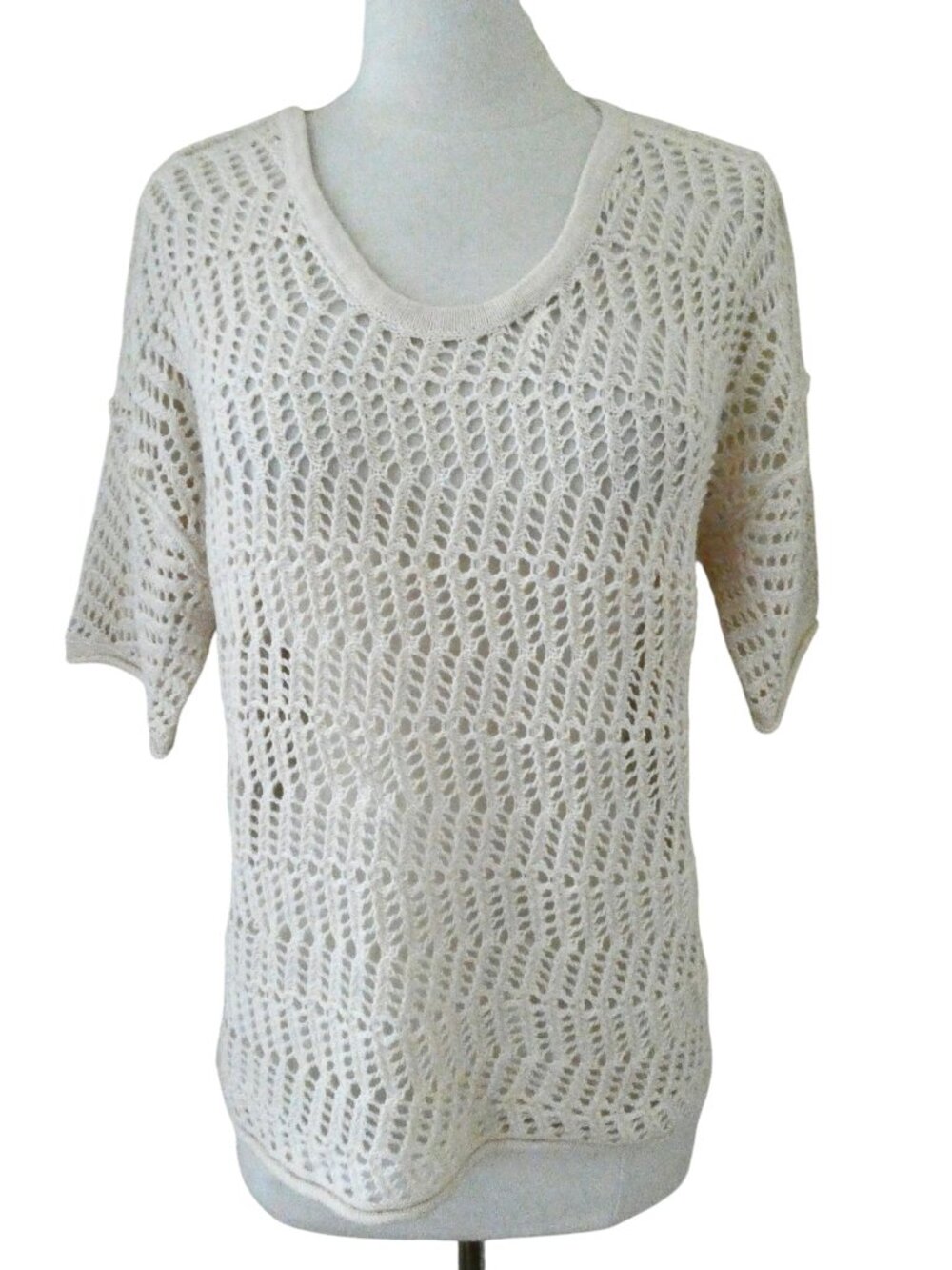 JAMES PERSE open knit crochet sweater sz 4 XL wool cashmere #WTM3607 *flaw